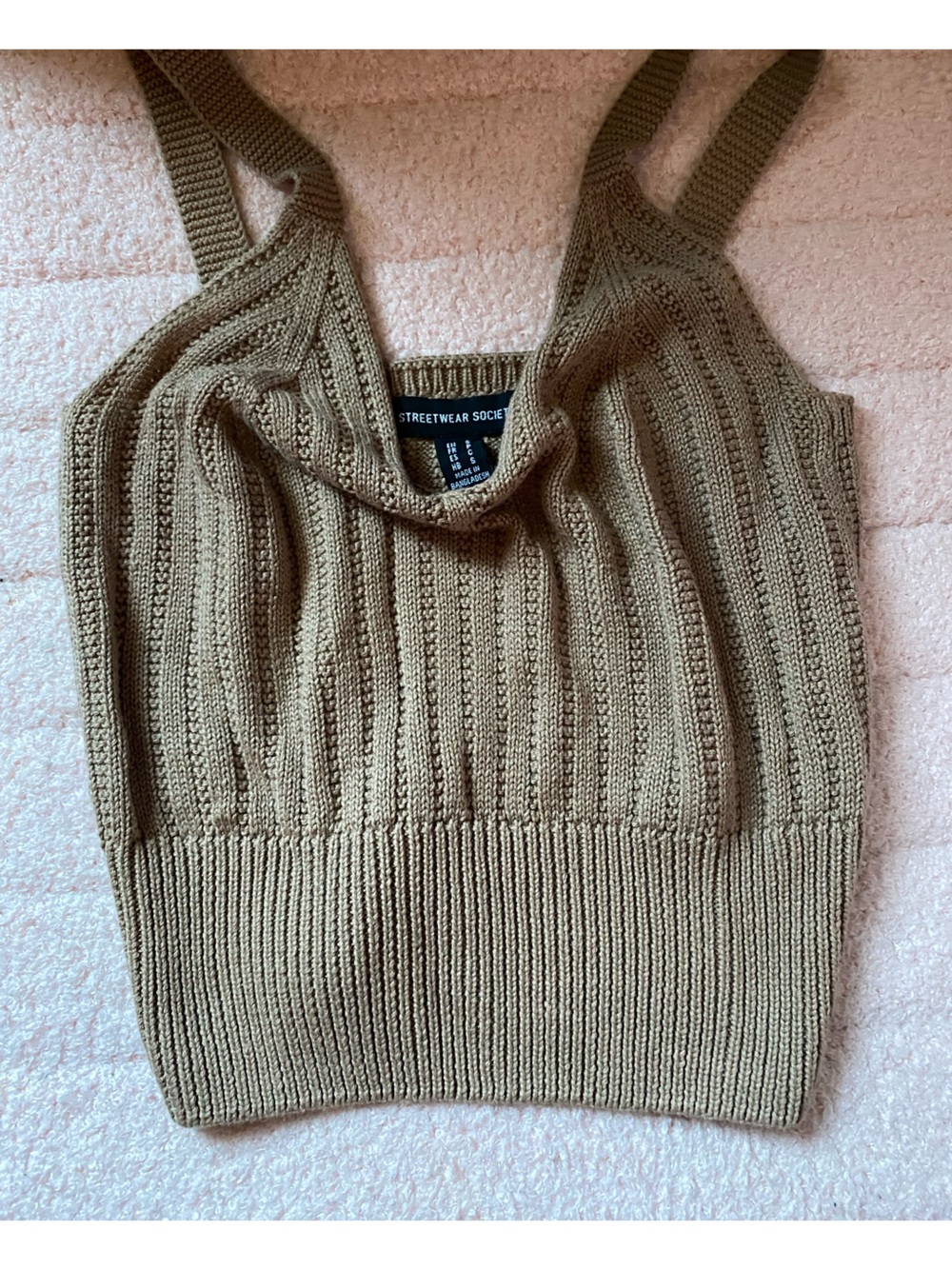 Streetwear Society Ribbed Knit Tank Top in Camel